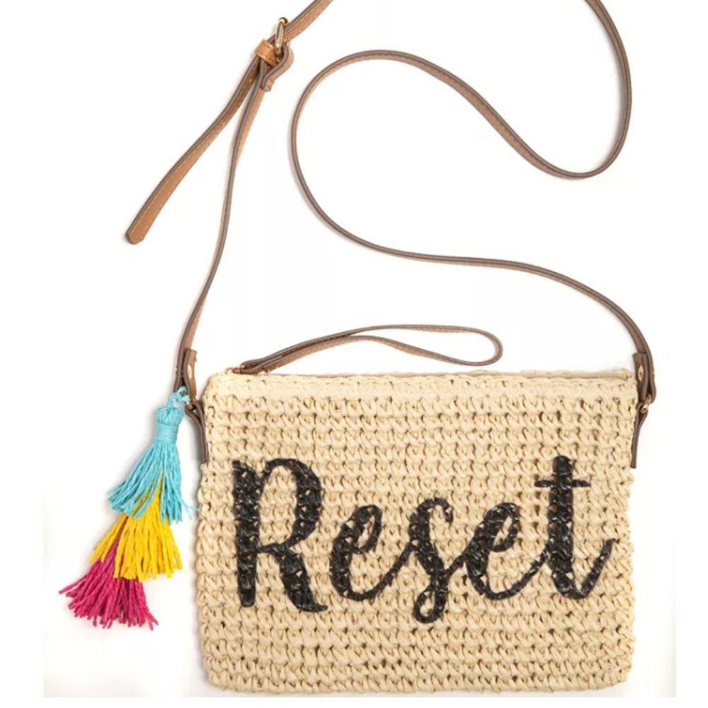 INC International Concepts Tropical Straw Crossbody - NWT